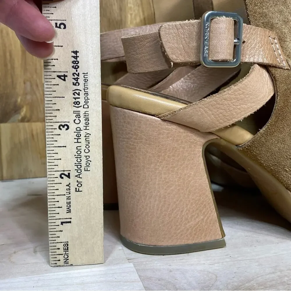 Kork Ease Hopi Suede Leather Peep Toe Sculpted Chunky Heel 7